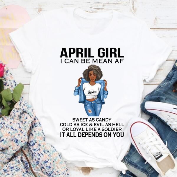 Personalized April Shirt, April Birthday T Shirt, Customize Birthday Shirt For Black Woman