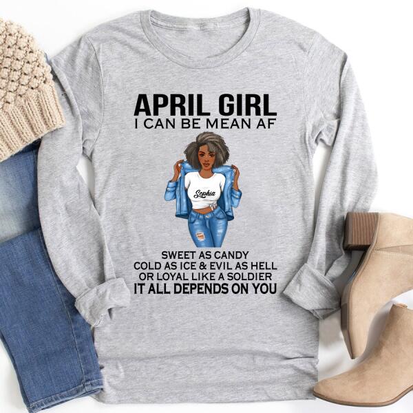 Personalized April Shirt, April Birthday T Shirt, Customize Birthday Shirt For Black Woman