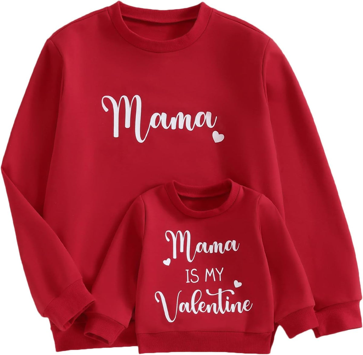 Karuedoo Mommy and Me Valentines Outfits Family Matching Shirts Letter Print Crewneck Long Sleeve Sweatshirt Pullover Top