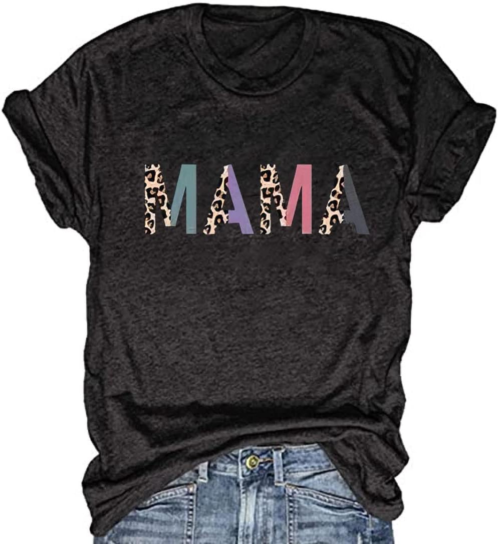 T-Shirt for Mama Women&#39;s Mom Life Graphic Tees Casual Cute Mother&#39;s Day Tops for Mommy