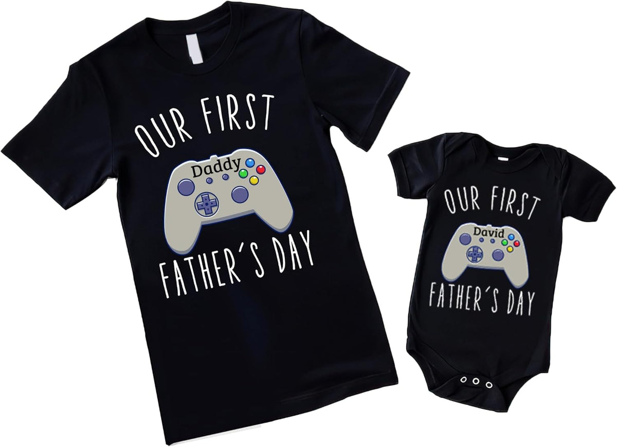 Personalized First Fathers Day Shirt, dad and Baby Matching Outfits, dad and Son Matching Shirts, Fathers Day Shirt