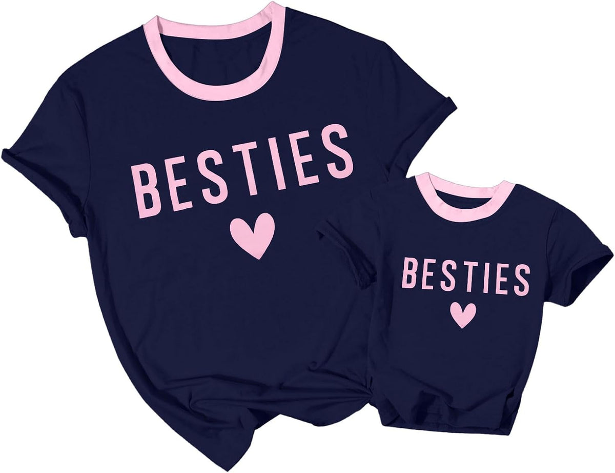 ASTANFY Mommy and Me Matching Outfits Valentine Shirts Women Besties Tshirt Love Heart Baby-Girls Outfit