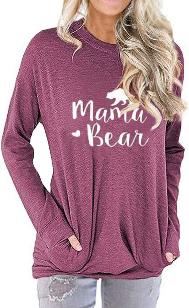 Nlife Mama Bear Mothers Day Shirt for Gifts Moms Graphic Tees with Sayings Womens Tshirts Tops