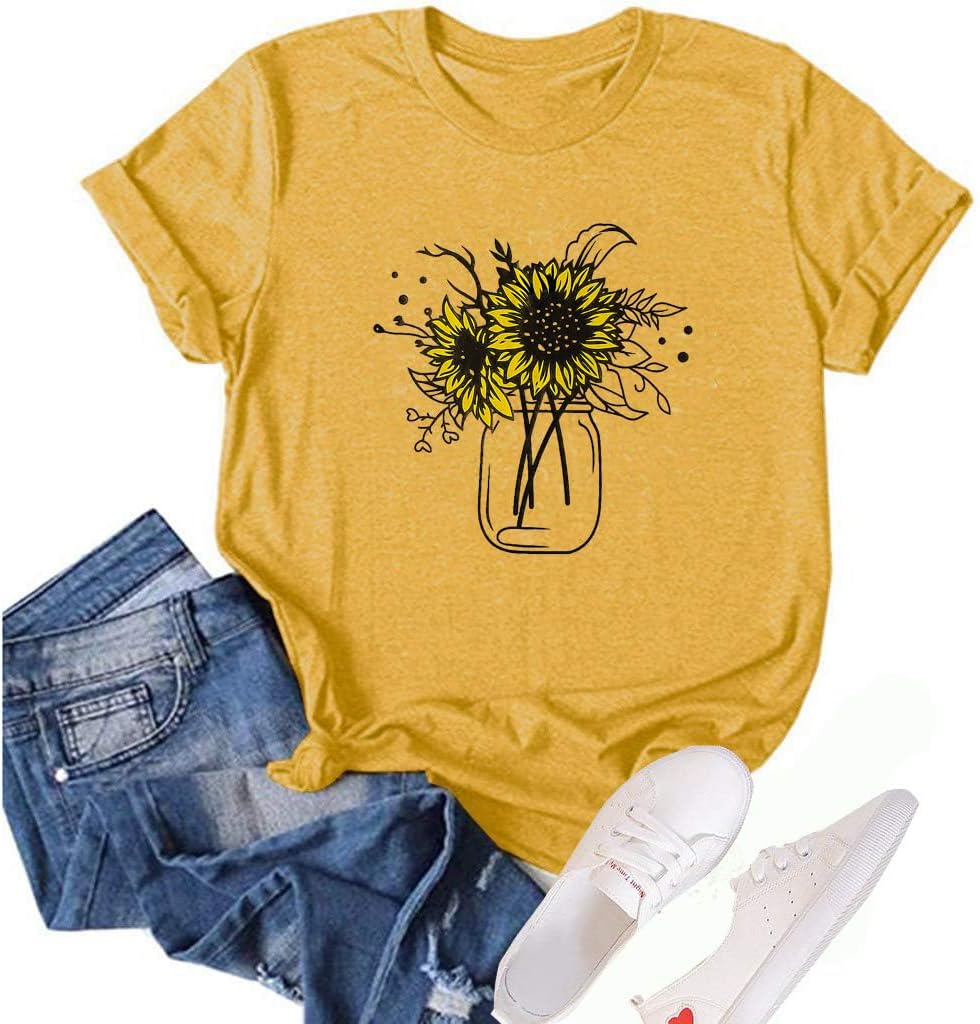 Bealatt Women&#39;s Sunflower Graphic Shirts Sunflower Pattern Print Tank Tops Casual Sleeveless Summer Tops Holiday Tee Shirt Mother Shirt