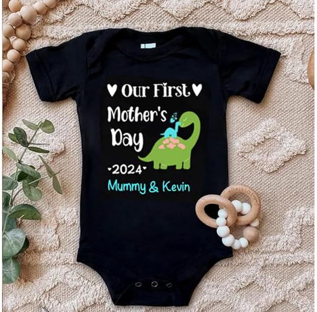 ParaDecor Our First Mothers Day Matching Shirts, Our First Mother&#39;s Day Together, Personalized Baby Onesie, Gifts for Mom