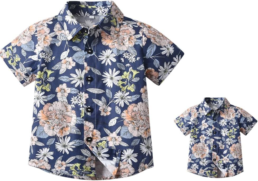 Daddy and Me Matching Outfits Hawaiian Father and Son Matching Shirts for Family Photoshoot Summer Men Boys Father&#39;s Day Tops