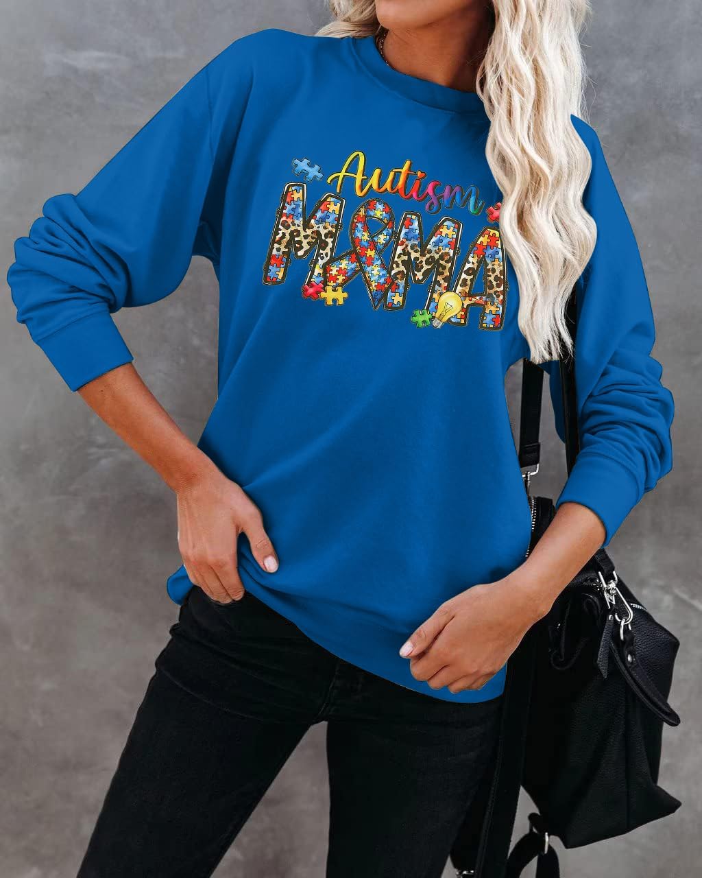 FLOYU Autism Mama Sweatshirt Autism Awareness - Shirt Women Autism Acceptance Tops Autism Puzzle Clothes