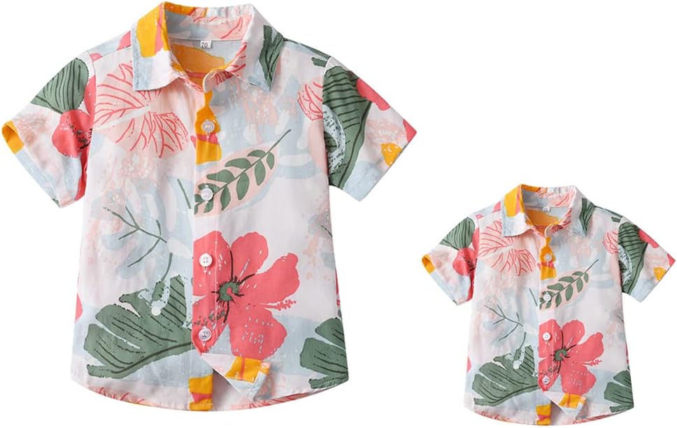 Daddy and Me Matching Outfits Hawaiian Father and Son Matching Shirts for Family Photoshoot Summer Men Boys Father&#39;s Day Tops