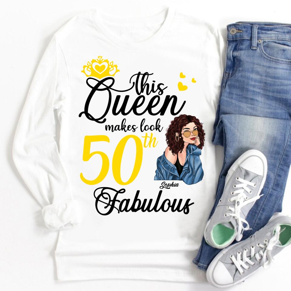 Made In 1972 - 50 Years Of Being Awesome 50th Birthday Unique T Shirt For Woman, Custom Birthday Shirt, Her Gifts For 50 Years Old, Turning 50 And Fabulous Birthday Cotton Shirt