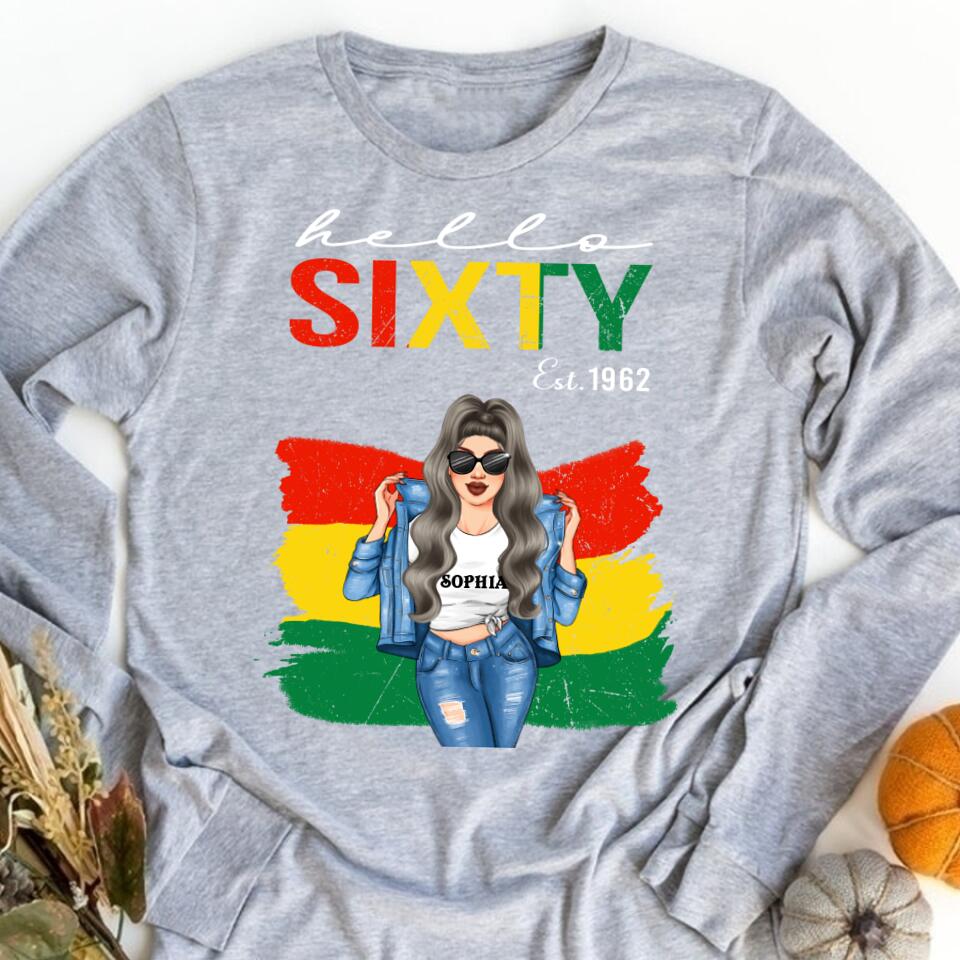 Hello Sixty Est 1972 Shirt, Stepping Into My 60th Birthday Like A Boss, 60th Birthday Unique Gifts For Woman, 60th Birthday Ideas, Turning 60 Years Old Cotton Shirt