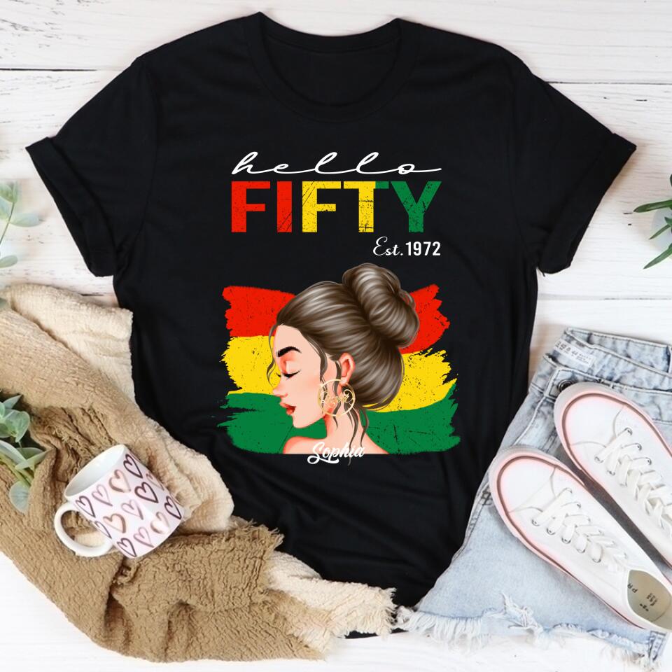 Hello Fifty Est 1972 Shirt, 50 And Fabulous Shirt, 50th Birthday Shirts, Custom Birthday Shirts, Turning 50 Shirt, Gifts For Women Turning 50, 1972 Shirt, 50th Birthday Shirts For Her