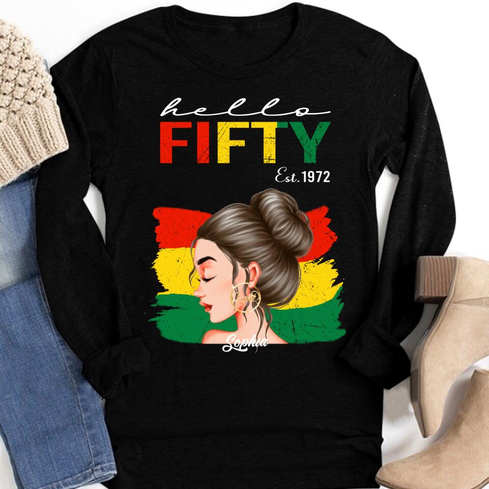 Hello Fifty Est 1972 Shirt, 50 And Fabulous Shirt, 50th Birthday Shirts, Custom Birthday Shirts, Turning 50 Shirt, Gifts For Women Turning 50, 1972 Shirt, 50th Birthday Shirts For Her