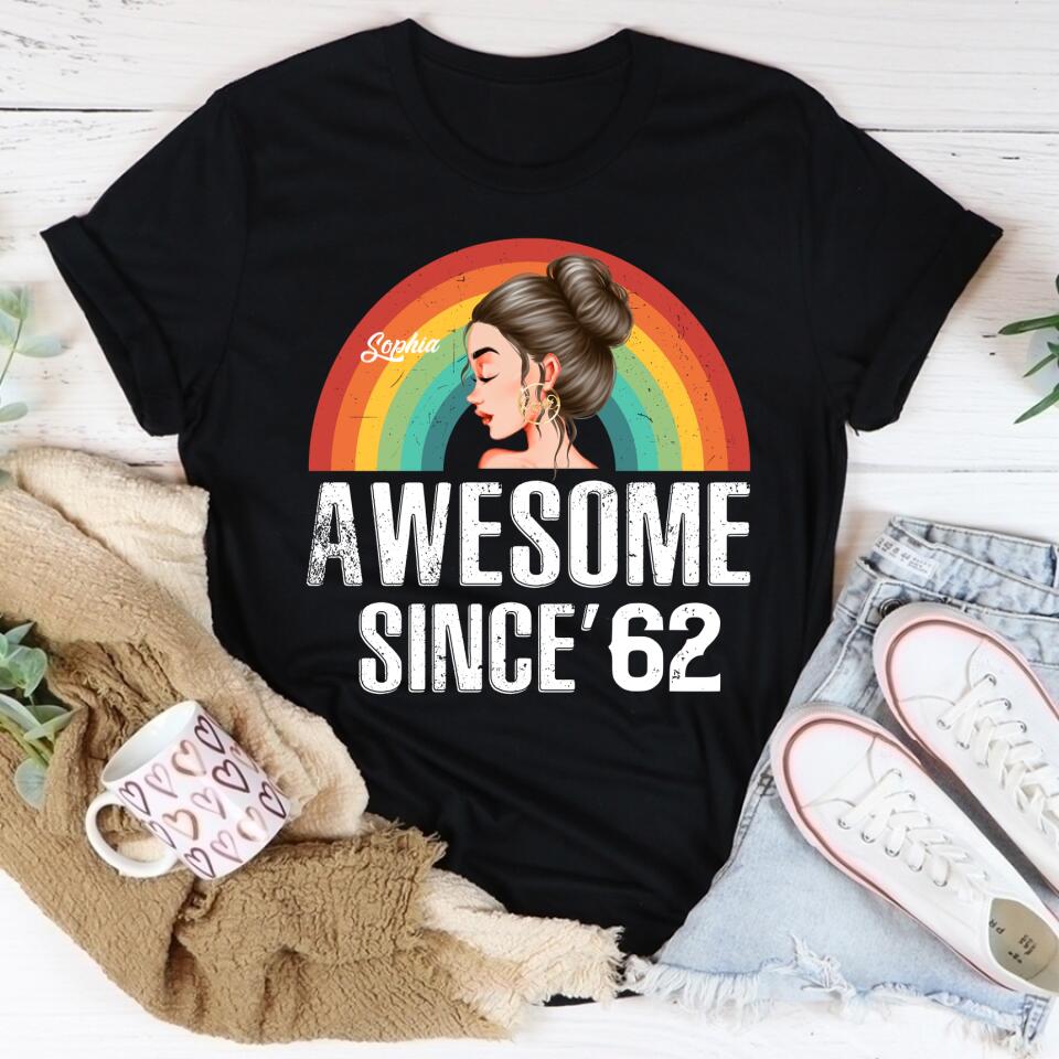 Awesome Since&#39; 62 Shirt, Stepping Into My 60th Birthday Like A Boss, 60th Birthday Unique Gifts For Woman, 60th Birthday Ideas, Turning 60 Years Old Cotton Shirt