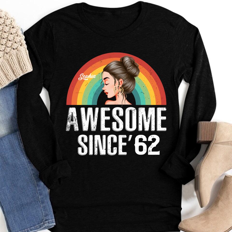 Awesome Since&#39; 62 Shirt, Stepping Into My 60th Birthday Like A Boss, 60th Birthday Unique Gifts For Woman, 60th Birthday Ideas, Turning 60 Years Old Cotton Shirt