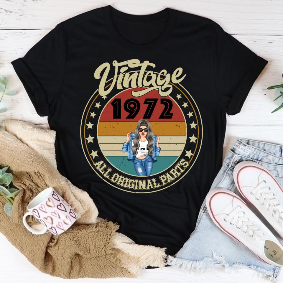 Vintage 1972 Shirt, Awesome since 72, Custom Birthday Shirts 50th Birthday Unique Gifts For Woman, 50th Birthday Ideas, Turning 50 Years Old Cotton Shirt