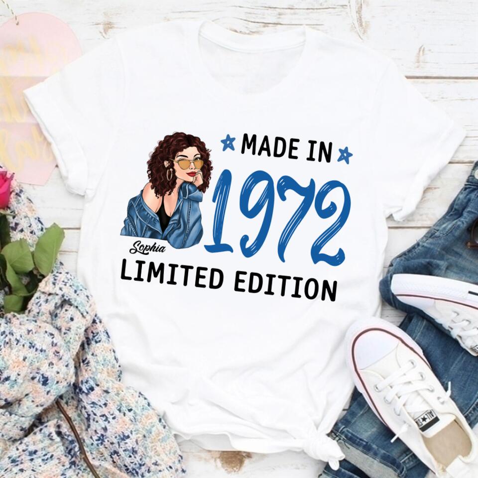 Made In 1972 Limited Edition - Vintage 1972 Shirt, Custom Birthday Shirt, 50th Birthday Unique Gifts For Woman, 50th Birthday Ideas, Turning 50 Years Old Cotton Shirt
