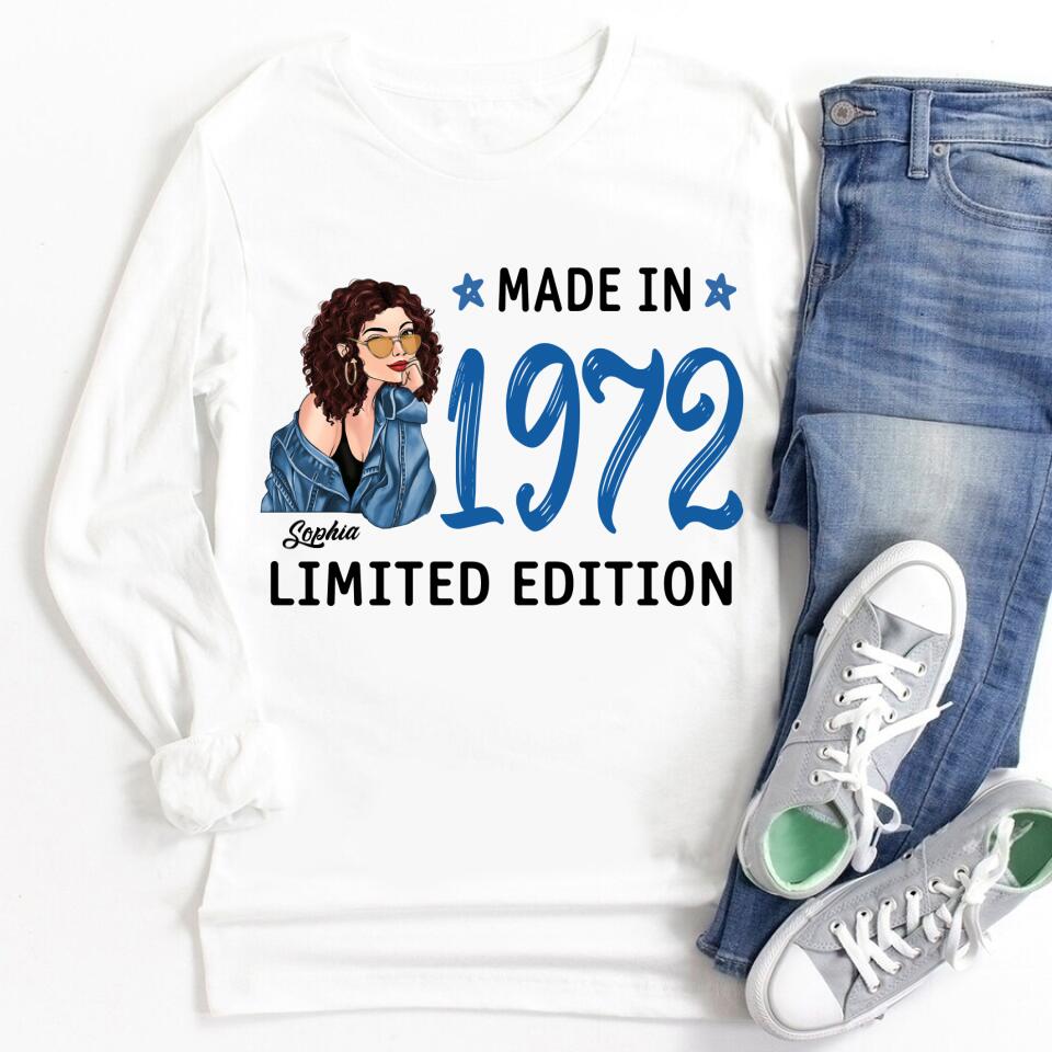 Made In 1972 Limited Edition - Vintage 1972 Shirt, Custom Birthday Shirt, 50th Birthday Unique Gifts For Woman, 50th Birthday Ideas, Turning 50 Years Old Cotton Shirt