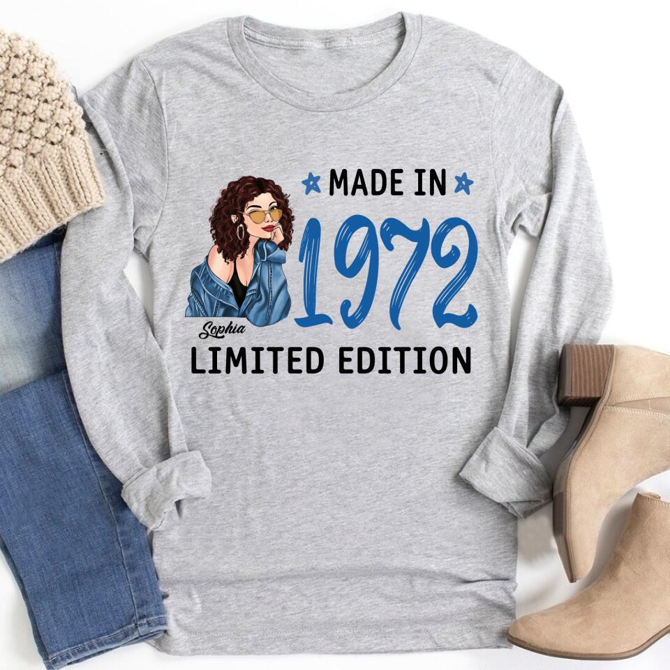 Made In 1972 Limited Edition - Vintage 1972 Shirt, Custom Birthday Shirt, 50th Birthday Unique Gifts For Woman, 50th Birthday Ideas, Turning 50 Years Old Cotton Shirt
