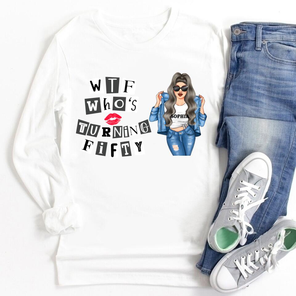 W T F Who Turning Fifty - Vintage 1972 Shirt, Custom Image Birthday Shirt, 50th Birthday Unique Gifts For Woman, 50th Birthday Ideas, Turning 50 Years Old Cotton Shirt