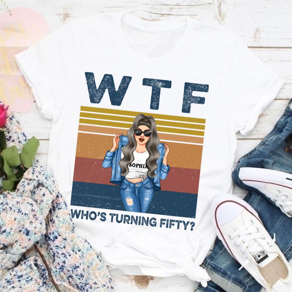 Vintage 1972 Shirt, W T F Who Turning Fifty, Custom Image Birthday Shirt, 50th Birthday Unique Gifts For Woman, 50th Birthday Ideas, Turning 50 Years Old Cotton Shirt