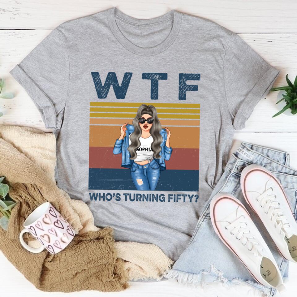 Vintage 1972 Shirt, W T F Who Turning Fifty, Custom Image Birthday Shirt, 50th Birthday Unique Gifts For Woman, 50th Birthday Ideas, Turning 50 Years Old Cotton Shirt