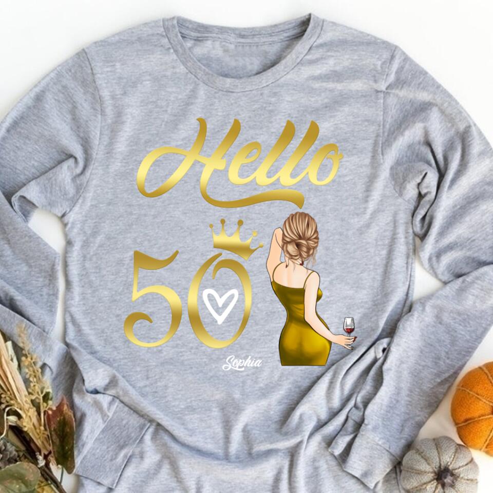 Hello Fifty shirt - Vintage 1972 Shirt, 50th Birthday Unique Gifts For Woman, 50th Birthday Ideas, Turning 50 Years Old Cotton Shirt