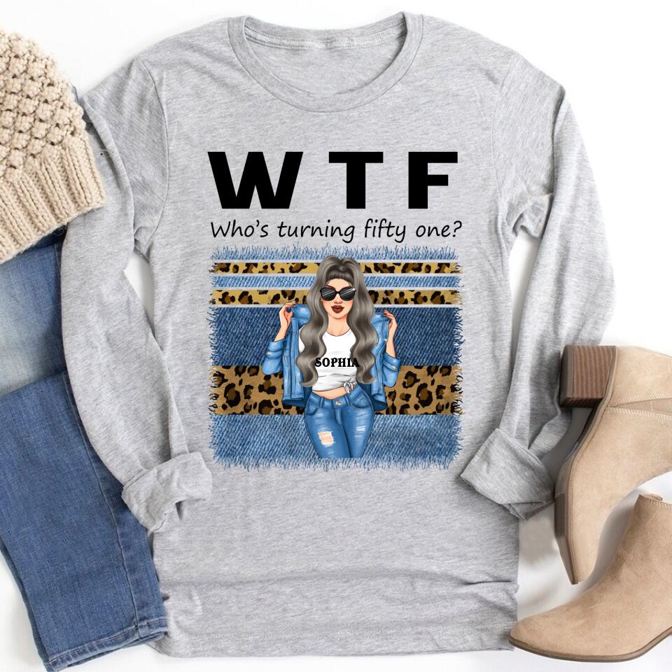 W T F Who Turning Fifty One - Vintage 1971 Shirt, Custom Image Birthday Shirt, 51st Birthday Unique Gifts For Woman, 51st Birthday Ideas, Turning 51 Years Old Cotton Shirt