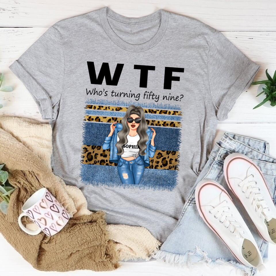 W T F Who Turning Fifty Nine - Vintage 1963 Shirt, Custom Image Birthday Shirt, 59th Birthday Unique Gifts For Woman, 59th Birthday Ideas, Turning 59 Years Old Cotton Shirt