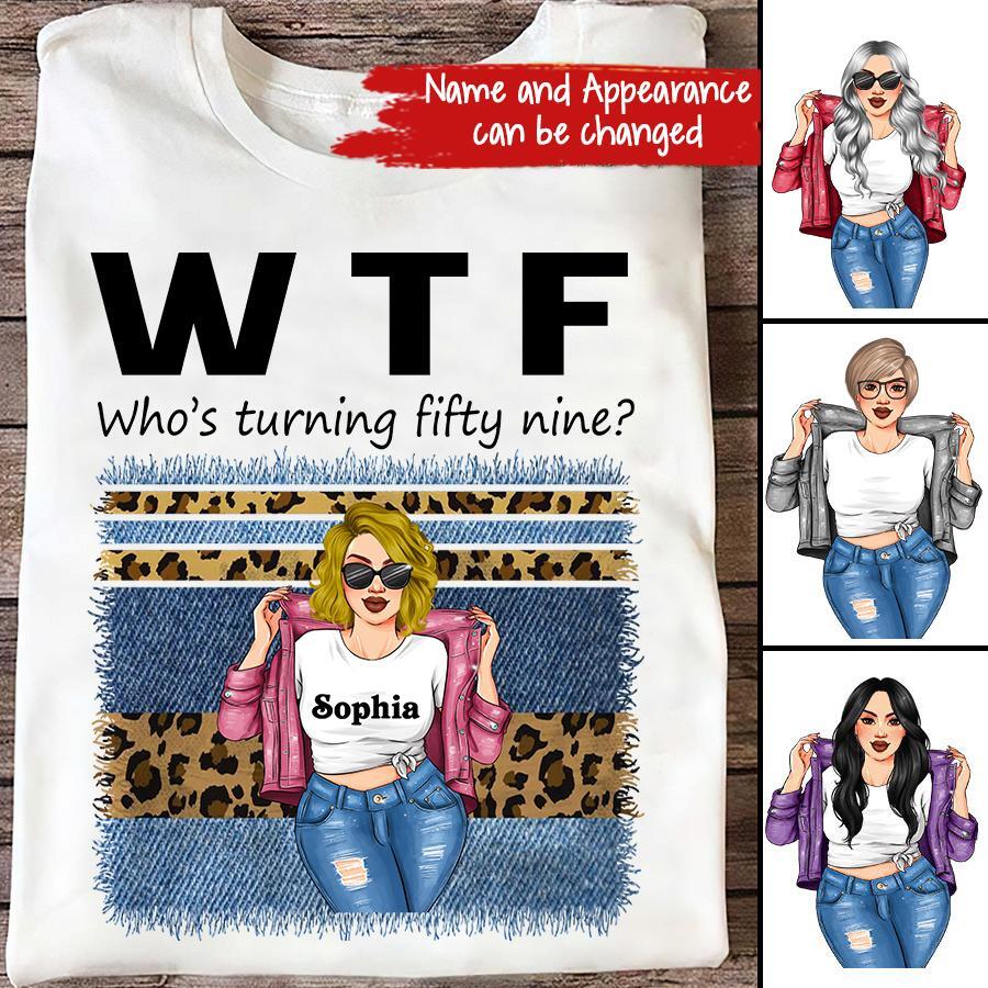 W T F Who Turning Fifty Nine - Vintage 1963 Shirt, Custom Image Birthday Shirt, 59th Birthday Unique Gifts For Woman, 59th Birthday Ideas, Turning 59 Years Old Cotton Shirt