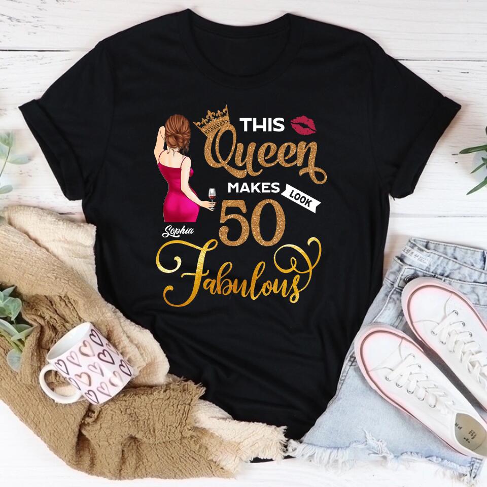This Queen Makes 50 Look Fabulous, 50th Birthday Unique Gifts For Woman, 50th Birthday Ideas, Turning 50 Birthday Cotton Shirt
