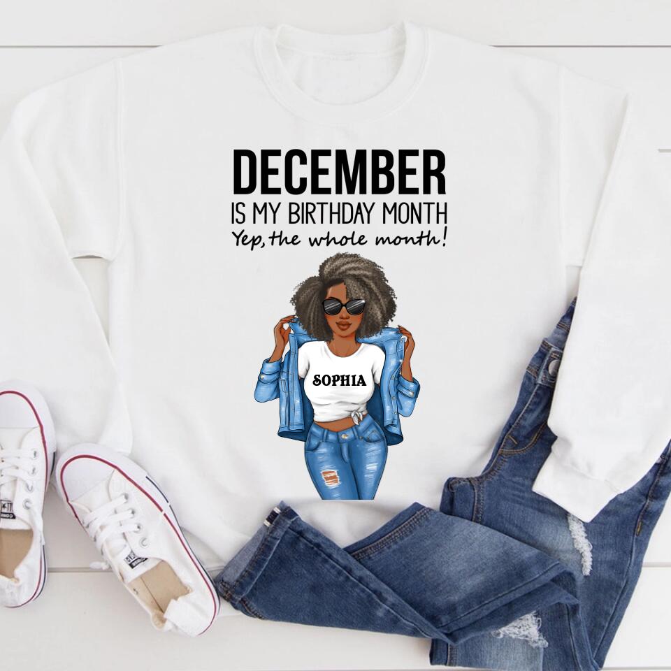 Custom December Birthday Shirt For Woman, Queens Are Born In December Gifts, Melanin Afro Woman Shirt, Black Girl Tee, Afro Queen Gift