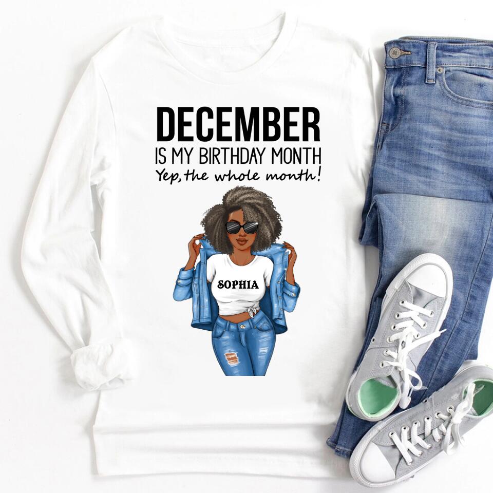 Custom December Birthday Shirt For Woman, Queens Are Born In December Gifts, Melanin Afro Woman Shirt, Black Girl Tee, Afro Queen Gift