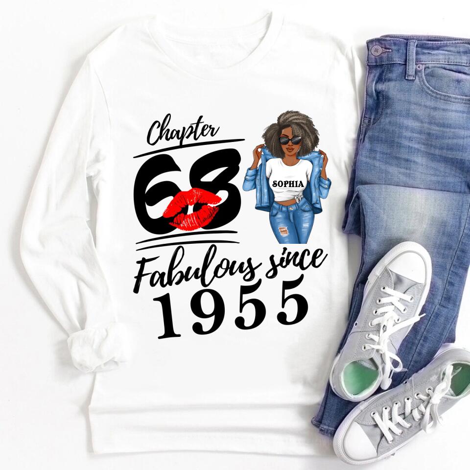 Chapter 68, Fabulous Since 1955 68th Birthday Unique T Shirt For Woman, Custom Birthday Shirt, Her Gifts For 68 Years Old , Turning 68 Birthday Cotton Shirt