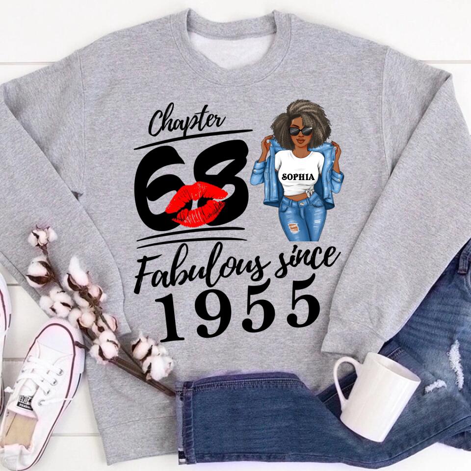 Chapter 68, Fabulous Since 1955 68th Birthday Unique T Shirt For Woman, Custom Birthday Shirt, Her Gifts For 68 Years Old , Turning 68 Birthday Cotton Shirt