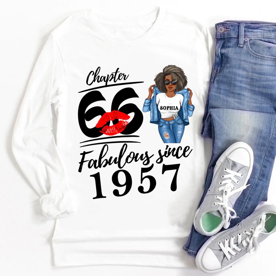 Chapter 66, Fabulous Since 1957 66th Birthday Unique T Shirt For Woman, Custom Birthday Shirt, Her Gifts For 66 Years Old , Turning 66 Birthday Cotton Shirt