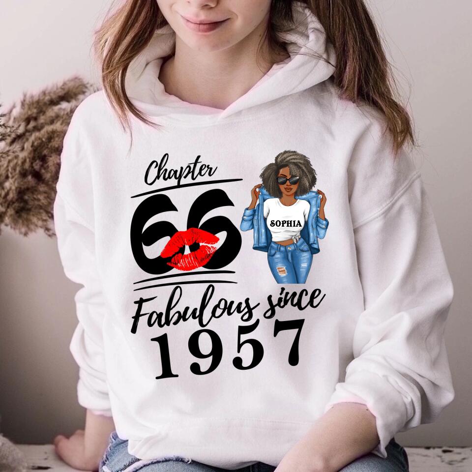 Chapter 66, Fabulous Since 1957 66th Birthday Unique T Shirt For Woman, Custom Birthday Shirt, Her Gifts For 66 Years Old , Turning 66 Birthday Cotton Shirt