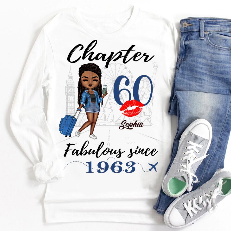 Chapter 60, Fabulous Since 1963 60th Birthday Unique T Shirt For Woman, Custom Birthday Shirt, Her Gifts For 60 Years Old , Turning 60 Birthday Cotton Shirt