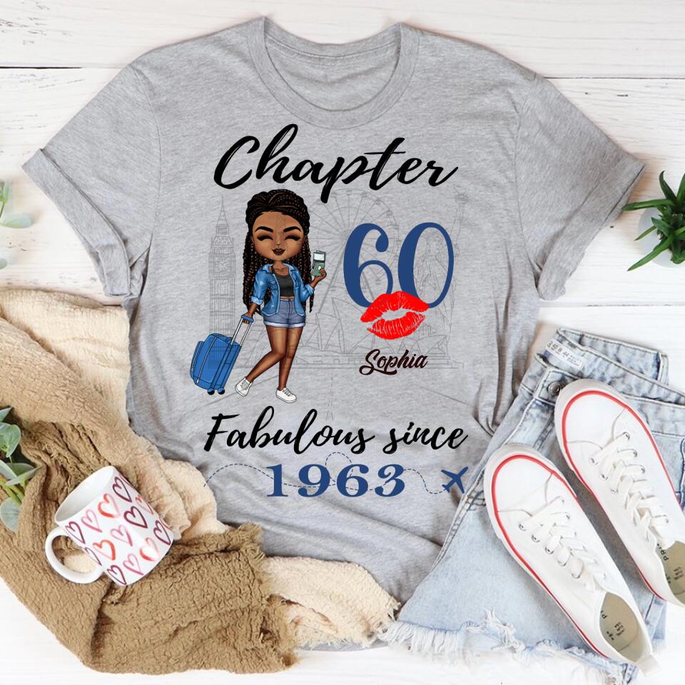 Chapter 60, Fabulous Since 1963 60th Birthday Unique T Shirt For Woman, Custom Birthday Shirt, Her Gifts For 60 Years Old , Turning 60 Birthday Cotton Shirt
