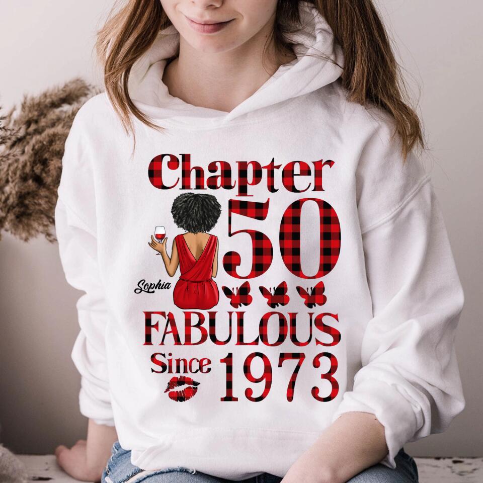 Chapter 50, Fabulous Since 1973 50th Birthday Unique T Shirt For Woman, Custom Birthday Shirt, Her Gifts For 50 Years Old , Turning 50 Birthday Cotton Shirt