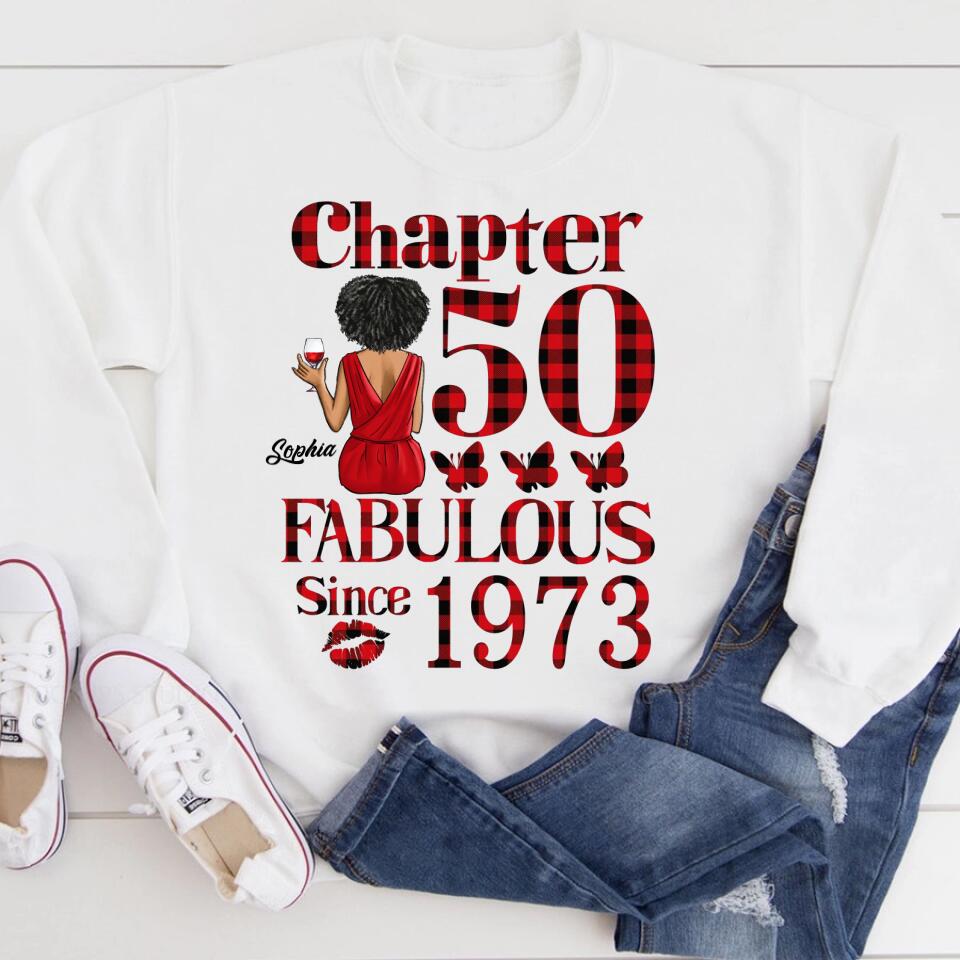 Chapter 50, Fabulous Since 1973 50th Birthday Unique T Shirt For Woman, Custom Birthday Shirt, Her Gifts For 50 Years Old , Turning 50 Birthday Cotton Shirt