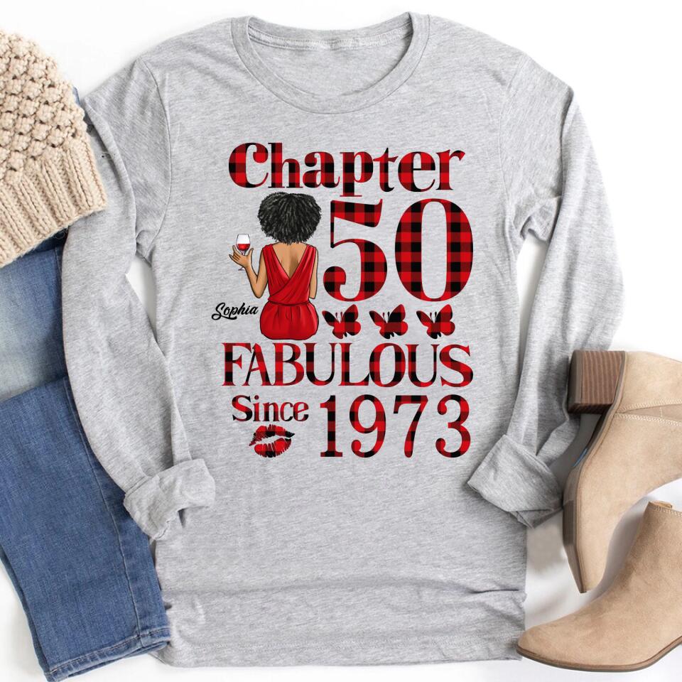 Chapter 50, Fabulous Since 1973 50th Birthday Unique T Shirt For Woman, Custom Birthday Shirt, Her Gifts For 50 Years Old , Turning 50 Birthday Cotton Shirt