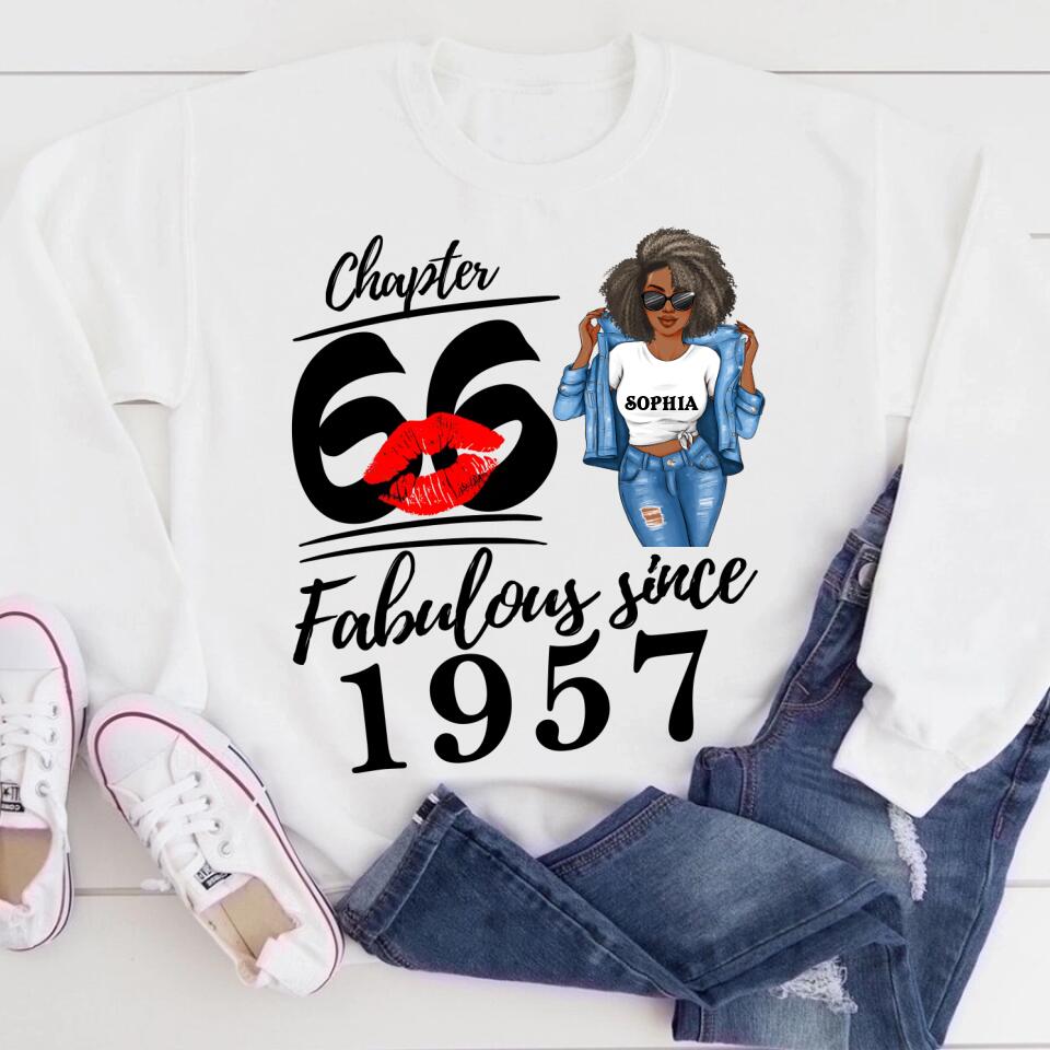 Chapter 66, Fabulous Since 1957 66th Birthday Unique T Shirt For Woman, Custom Birthday Shirt, Her Gifts For 66 Years Old , Turning 66 Birthday Cotton Shirt