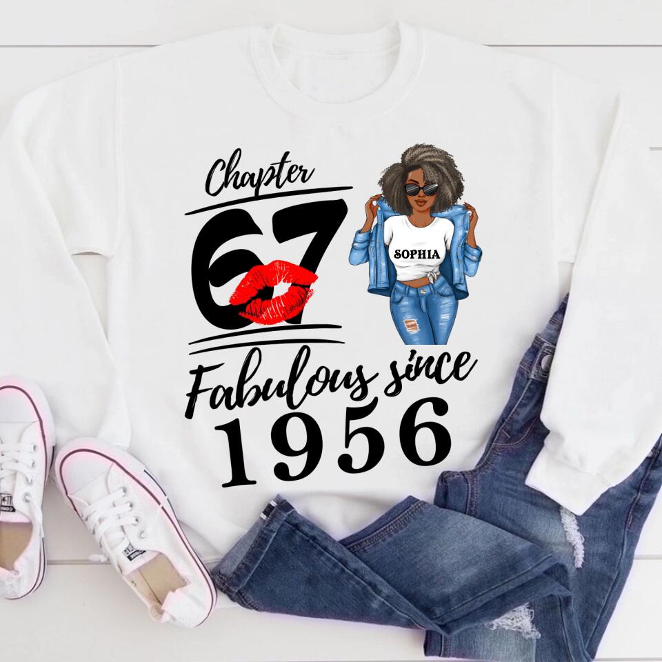 Chapter 67, Fabulous Since 1956 67th Birthday Unique T Shirt For Woman, Custom Birthday Shirt, Her Gifts For 67 Years Old , Turning 67 Birthday Cotton Shirt