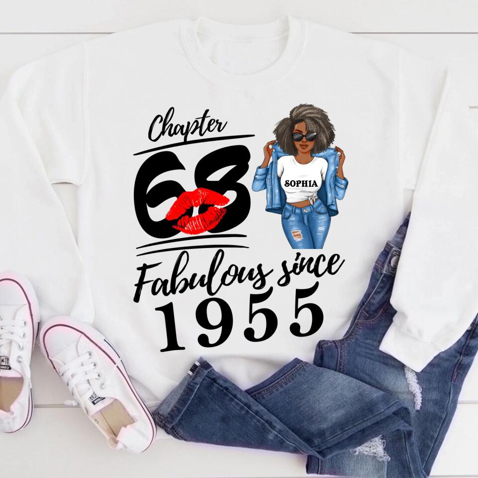Chapter 68, Fabulous Since 1955 68th Birthday Unique T Shirt For Woman, Custom Birthday Shirt, Her Gifts For 68 Years Old , Turning 68 Birthday Cotton Shirt