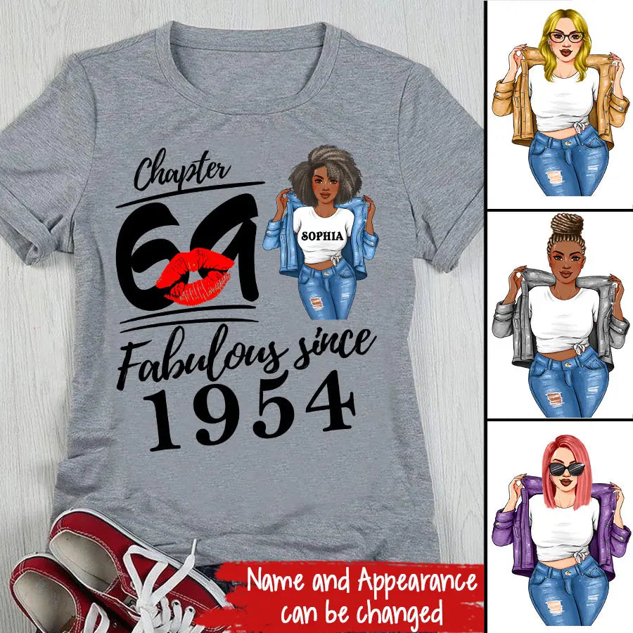 Chapter 69, Fabulous Since 1954 69th Birthday Unique T Shirt For Woman, Custom Birthday Shirt, Her Gifts For 69 Years Old , Turning 69 Birthday Cotton Shirt