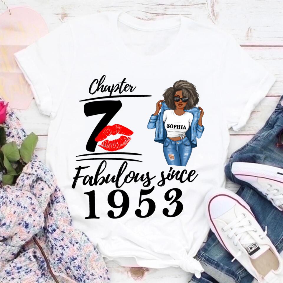Chapter 70, Fabulous Since 1953 70th Birthday Unique T Shirt For Woman, Custom Birthday Shirt, Her Gifts For 70 Years Old , Turning 70 Birthday Cotton Shirt