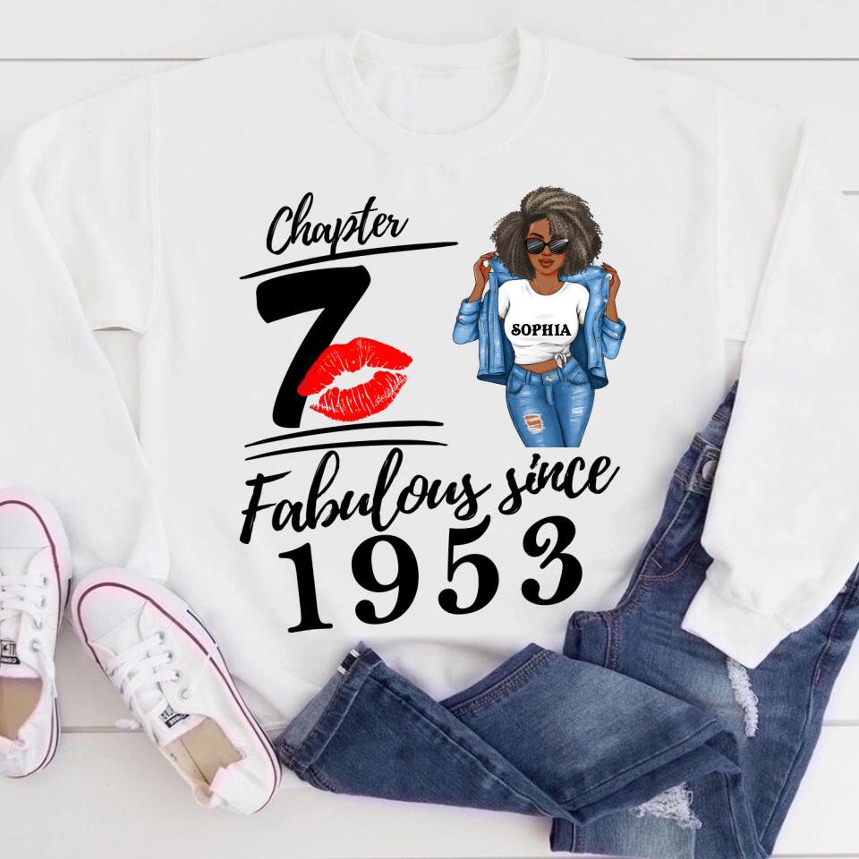 Chapter 70, Fabulous Since 1953 70th Birthday Unique T Shirt For Woman, Custom Birthday Shirt, Her Gifts For 70 Years Old , Turning 70 Birthday Cotton Shirt