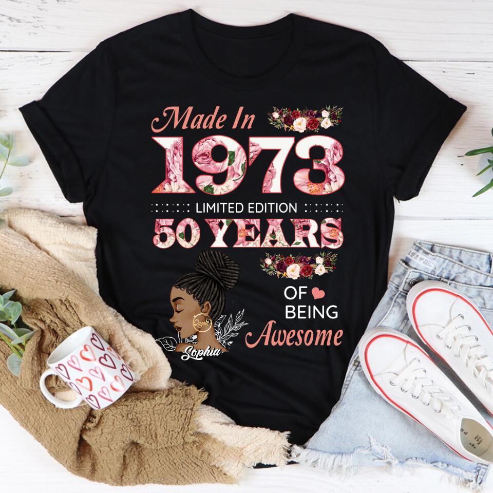 50th Birthday Shirts For Her, Personalised 50th Birthday Gifts, 1973 T Shirt, 50 and Fabulous Shirt, Custom Birthday Shirt