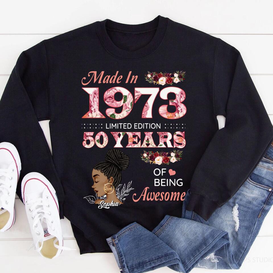 50th Birthday Shirts For Her, Personalised 50th Birthday Gifts, 1973 T Shirt, 50 and Fabulous Shirt, Custom Birthday Shirt