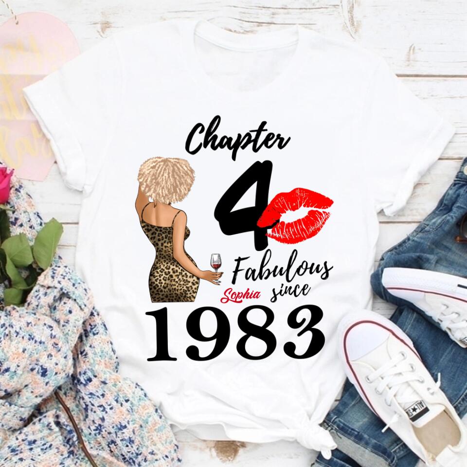 Chapter 40, Fabulous Since 1983 40th Birthday Unique T Shirt For Woman, Custom Birthday Shirt, Her Gifts For 40 Years Old , Turning 40 Birthday Cotton Shirt